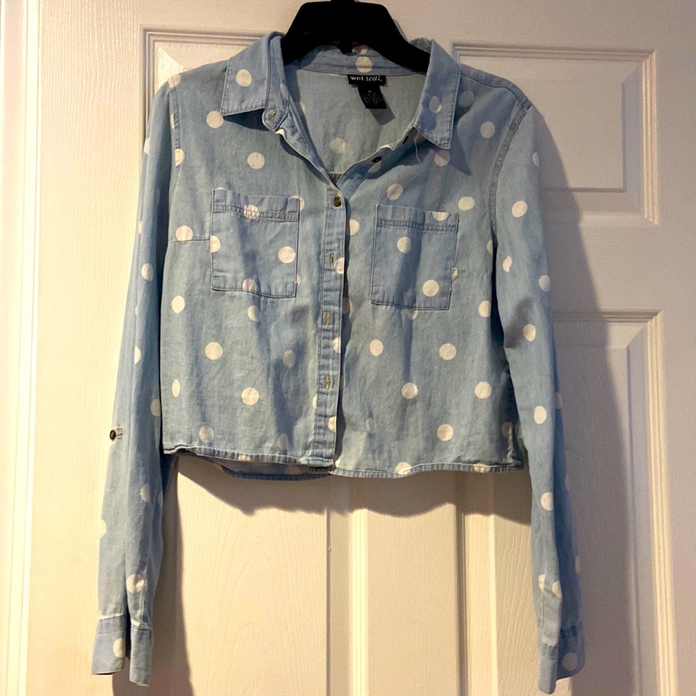 Botton Down Polkadot Baby Blue Shirt